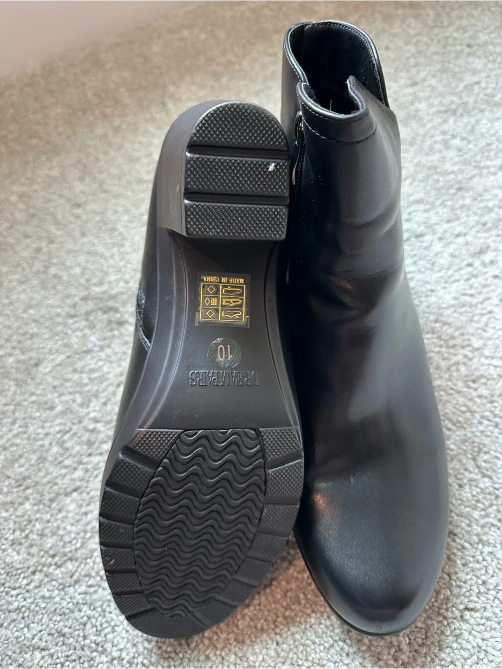 Dream Pairs Black Side-Zip Block Heel Ankle Boots